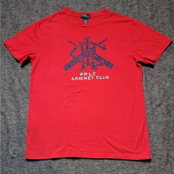 Polo Ralph Lauren Men's T-Shirt XL (18-20) Red Cricket Club CrewNeck - Picture 1 of 7
